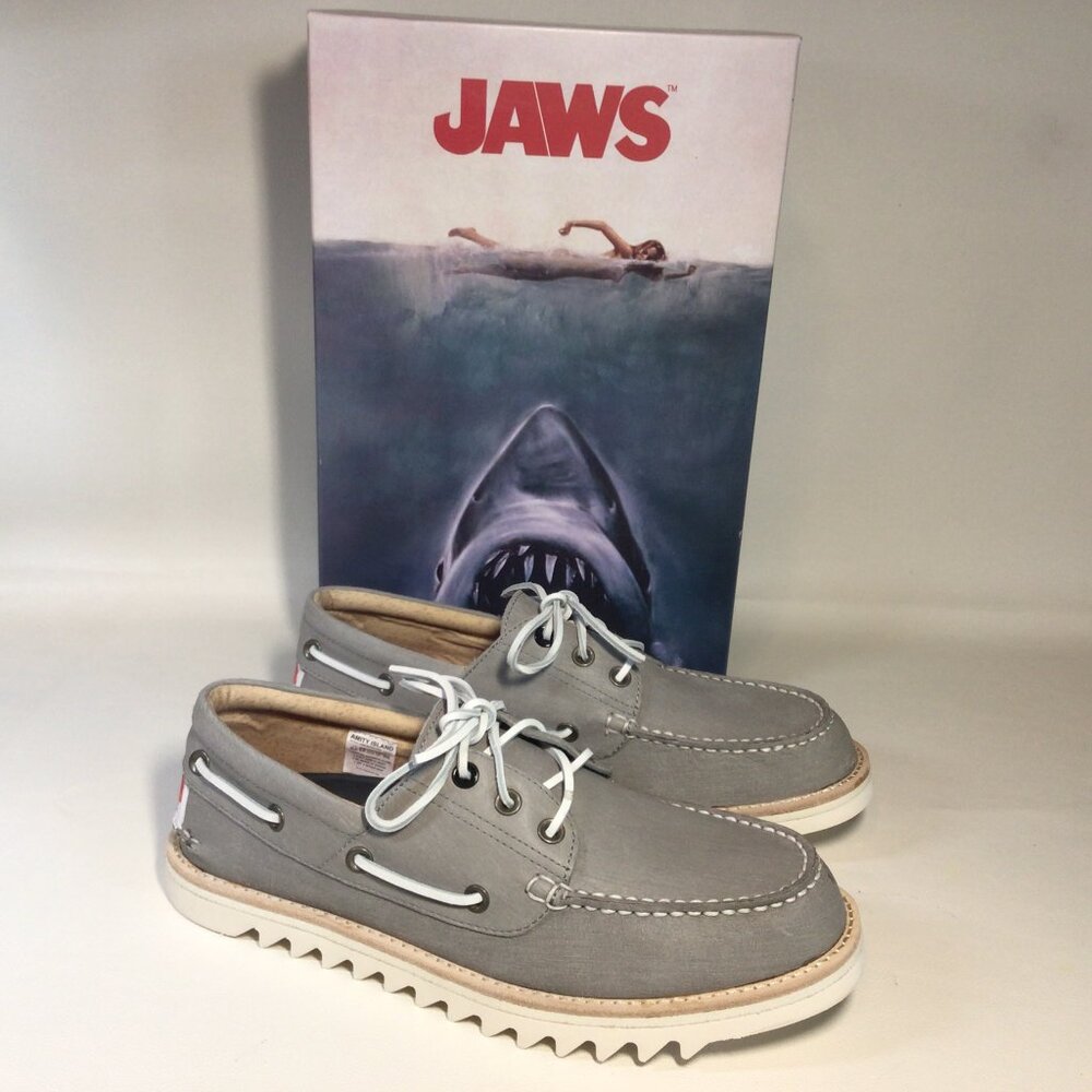 NEW Sperry Boat Shoes  Gray Leather JAWS Shark Special Edition - Picture 2 of 13